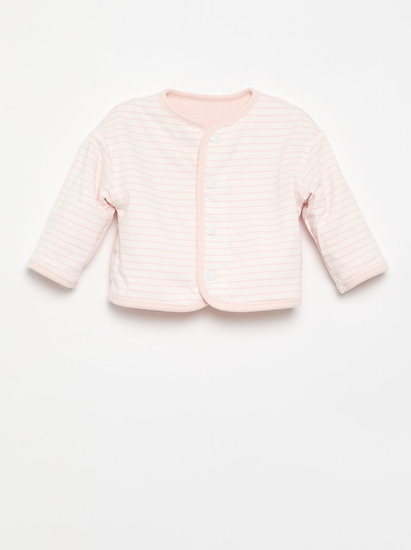 Chaqueta acolchada y con broches reversible Rosa - Kiabi