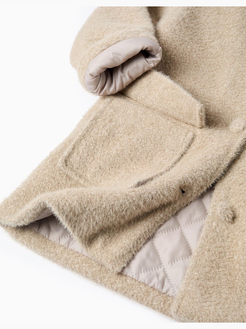Chaqueta afelpada con botones Beige - Kiabi
