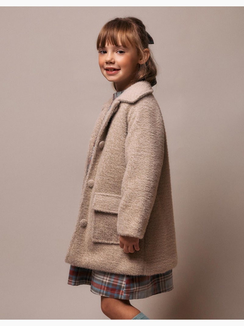 Chaqueta afelpada con botones Beige - Kiabi