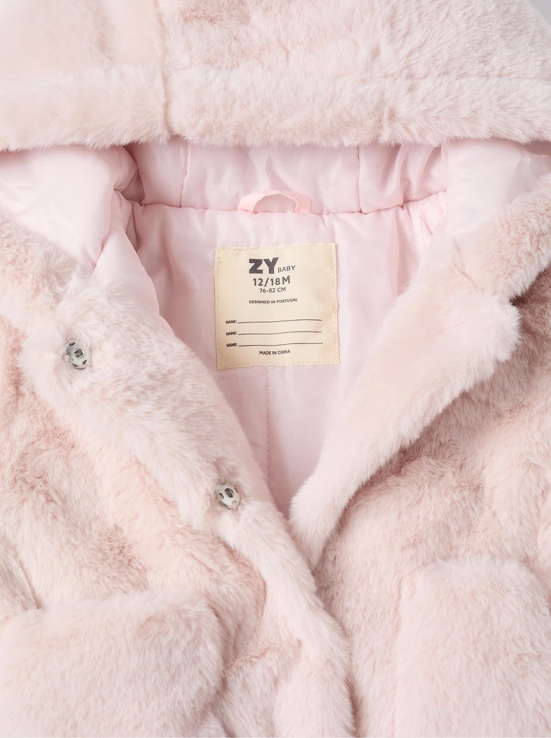 Chaqueta afelpada con capucha Rosa claro - Kiabi