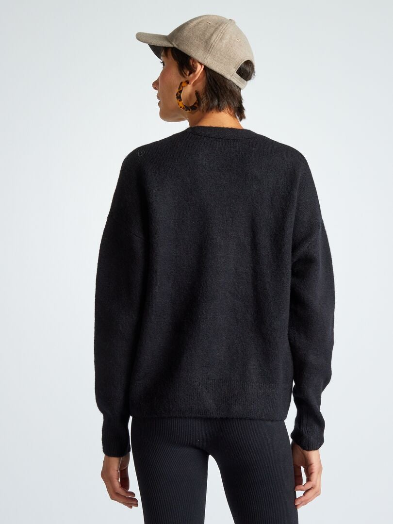 Chaqueta ancha con botones y cuello de pico negro - Kiabi