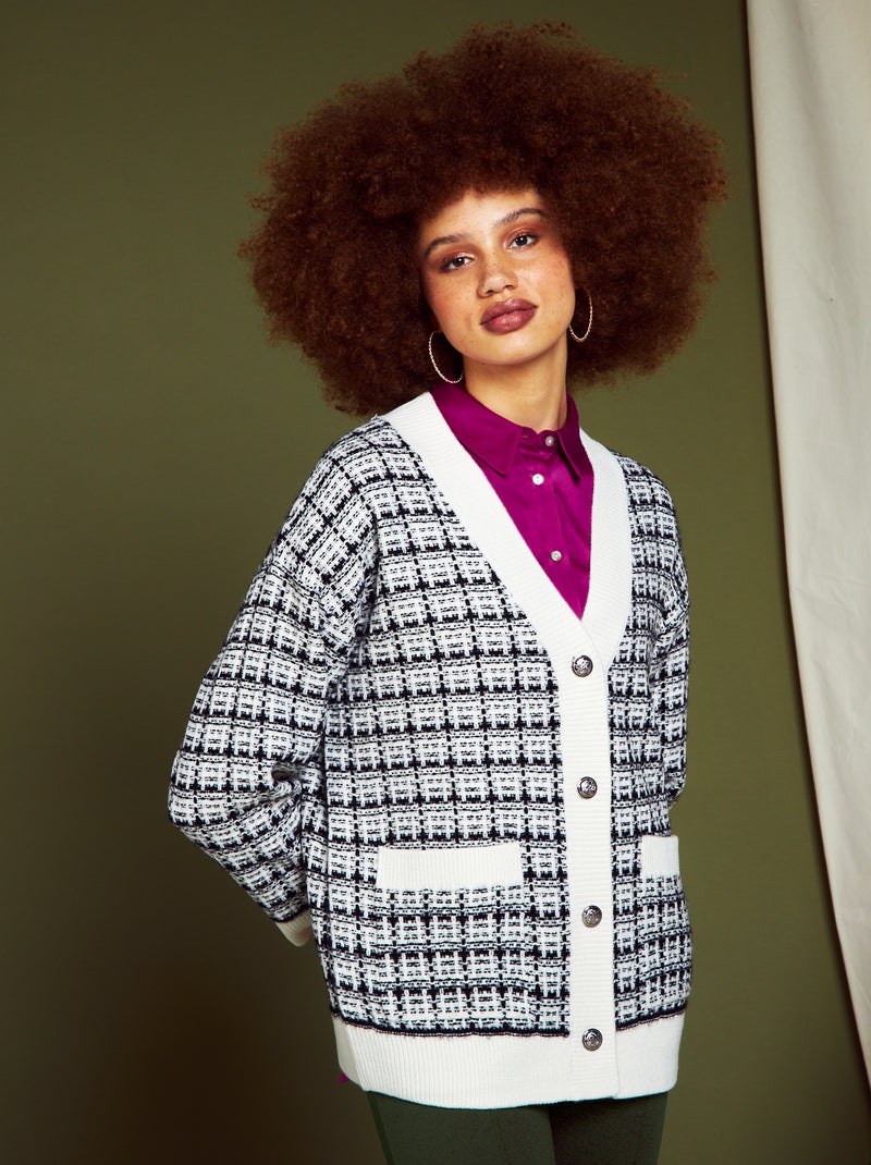 Chaqueta ancha con cuello de pico BLANCO - Kiabi