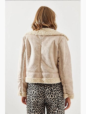 Chaqueta aviador cropped de piel sintética lucci