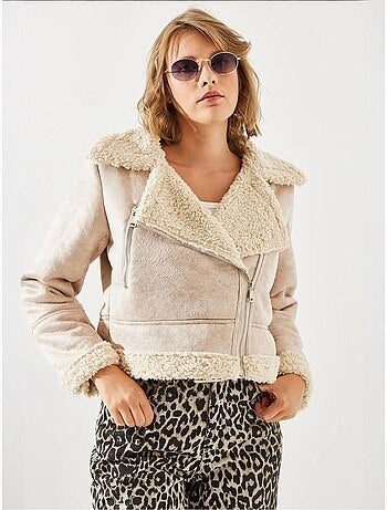 Chaqueta aviador cropped de piel sintética lucci