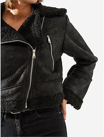 Chaqueta aviador cropped de piel sintética lucci
