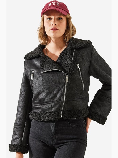 Chaqueta aviador cropped de piel sintética lucci - Kiabi Chaqueta aviador cropped de piel sintética lucci - Kiabi