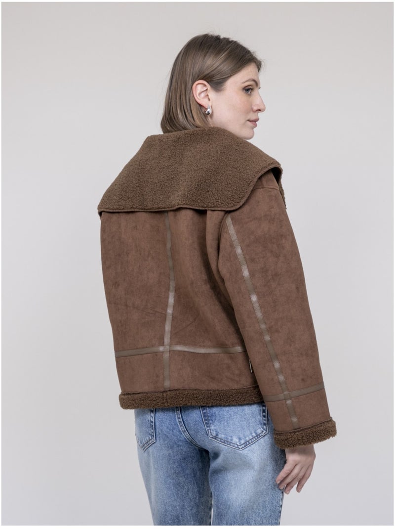 Chaqueta aviador doble piel UMI Marrón - Kiabi