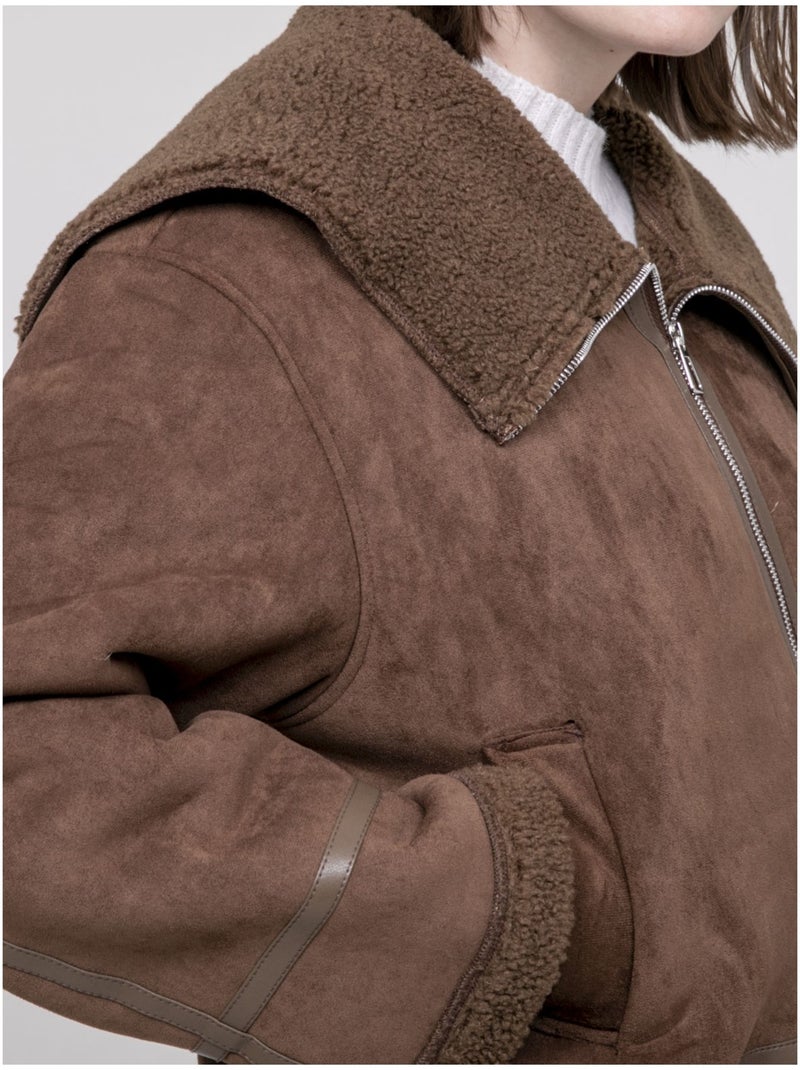 Chaqueta aviador doble piel UMI Marrón - Kiabi