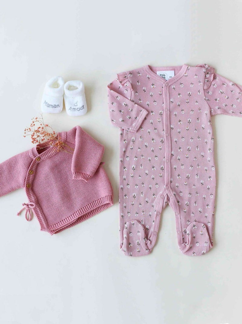 Chaqueta bebé de punto Rosa viejo - Kiabi