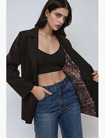 Chaqueta blazer con forro de leopardo hiccup