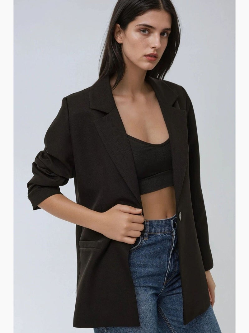 Chaqueta blazer con forro de leopardo hiccup Negro - Kiabi
