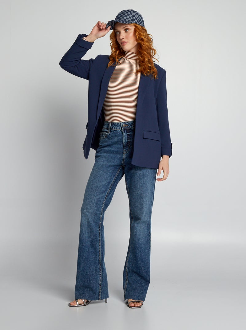 Chaqueta blazer con manga 3/4 Marino - Kiabi