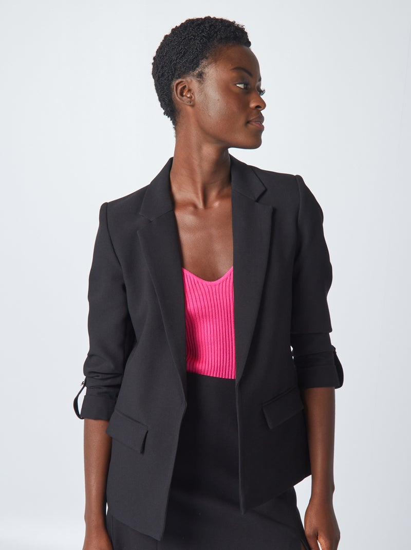 Chaqueta blazer con mangas remangadas negro - Kiabi