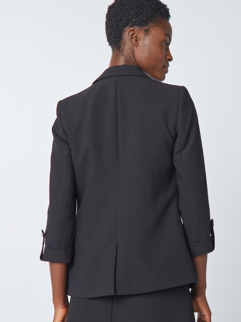 Chaqueta blazer con mangas remangadas negro - Kiabi