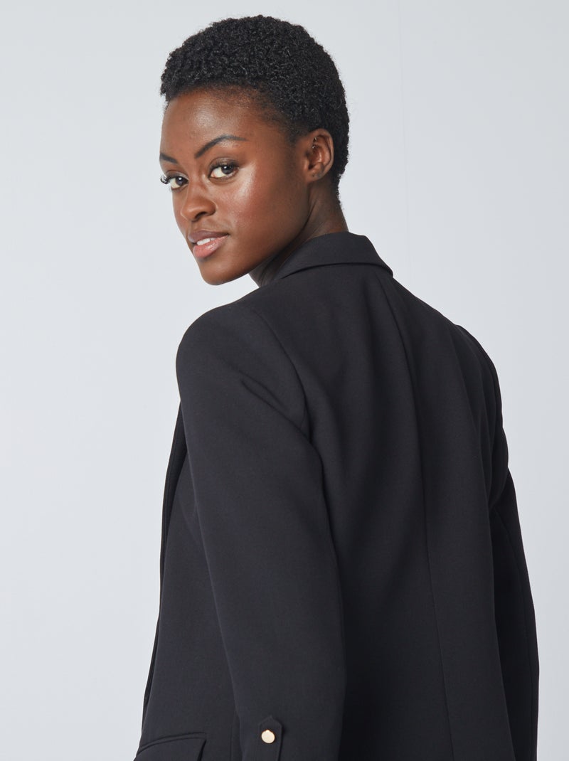 Chaqueta blazer con mangas remangadas negro - Kiabi