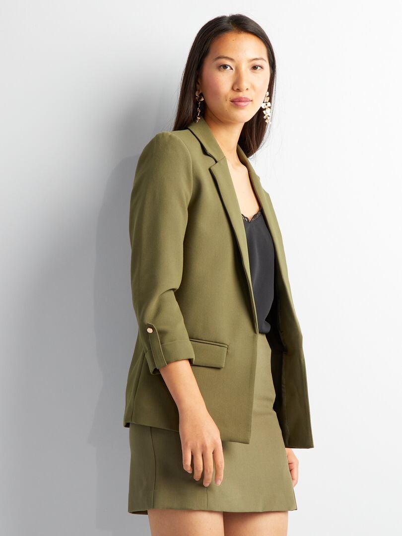 Chaqueta blazer con mangas remangadas VERDE - Kiabi