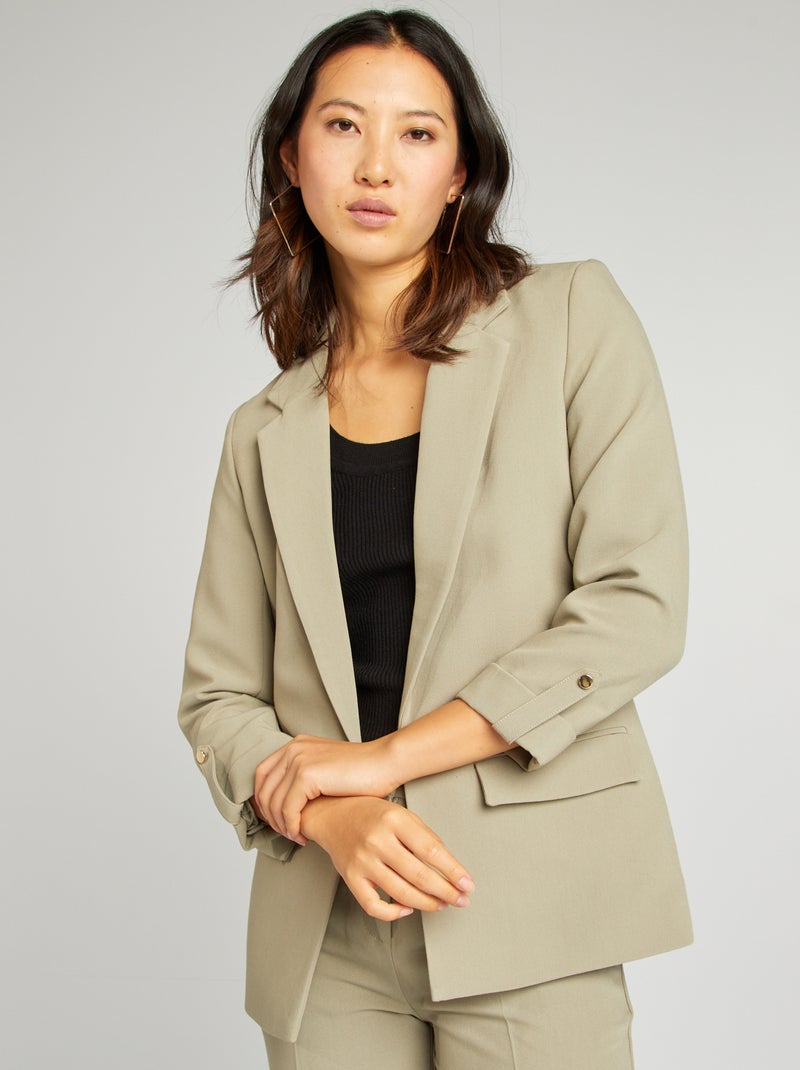 Chaqueta blazer con mangas remangadas VERDE - Kiabi