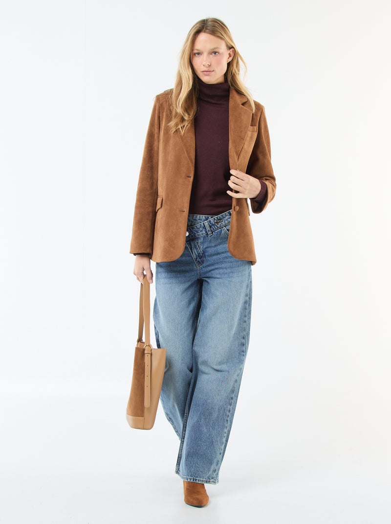 Chaqueta blazer de ante sintético Marron - Kiabi