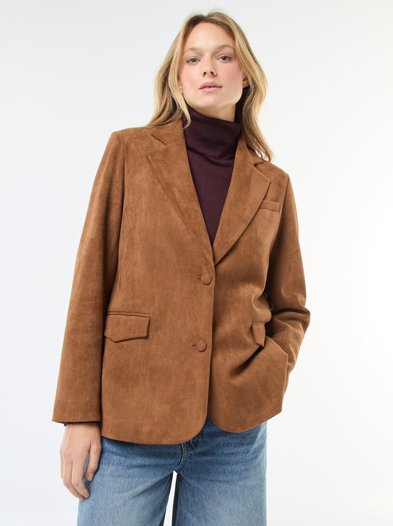 Chaqueta blazer de ante sintético Marron - Kiabi