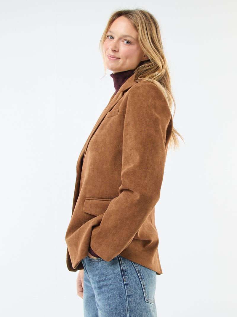 Chaqueta blazer de ante sintético Marron - Kiabi
