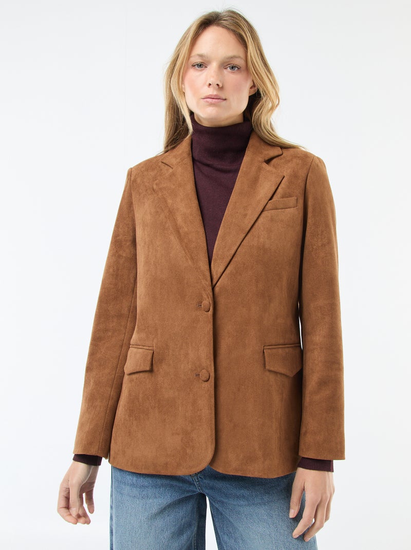 Chaqueta blazer de ante sintético Marron - Kiabi
