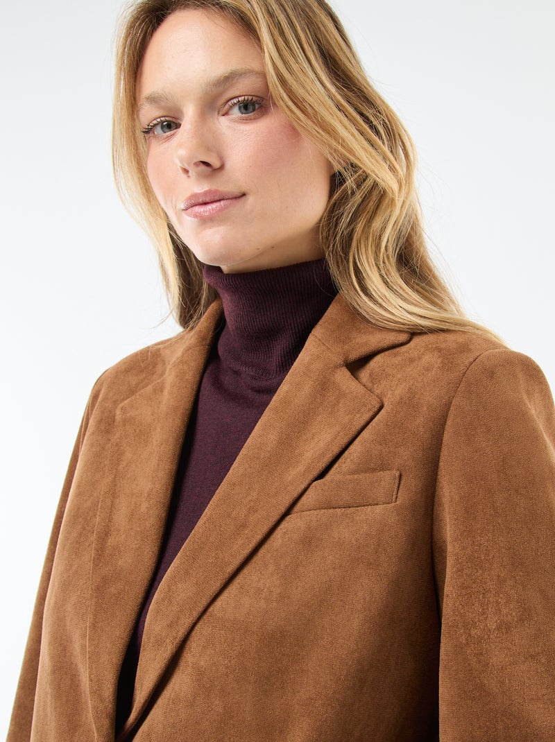 Chaqueta blazer de ante sintético Marron - Kiabi