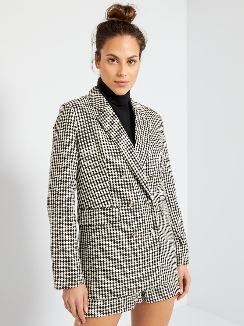Chaqueta blazer de pata de gallo NEGRO - Kiabi