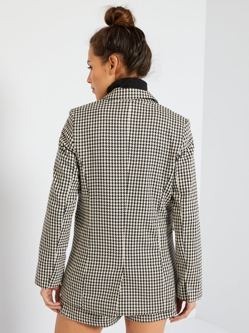 Chaqueta blazer de pata de gallo NEGRO - Kiabi