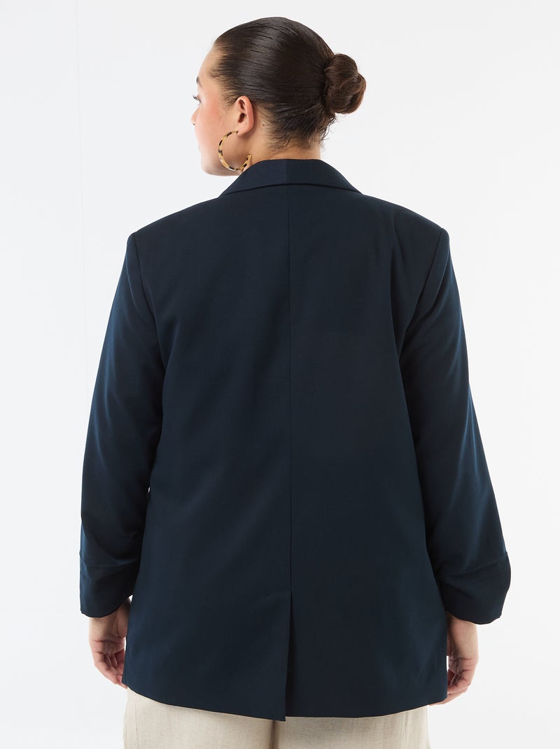 Chaqueta blazer larga con mangas efecto remangado Azul - Kiabi