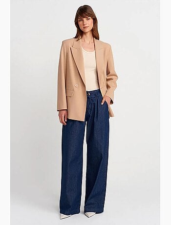 Chaqueta blazer larga de crepé dilvin