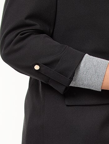 Chaqueta blazer larga lisa con vuelta en los puños