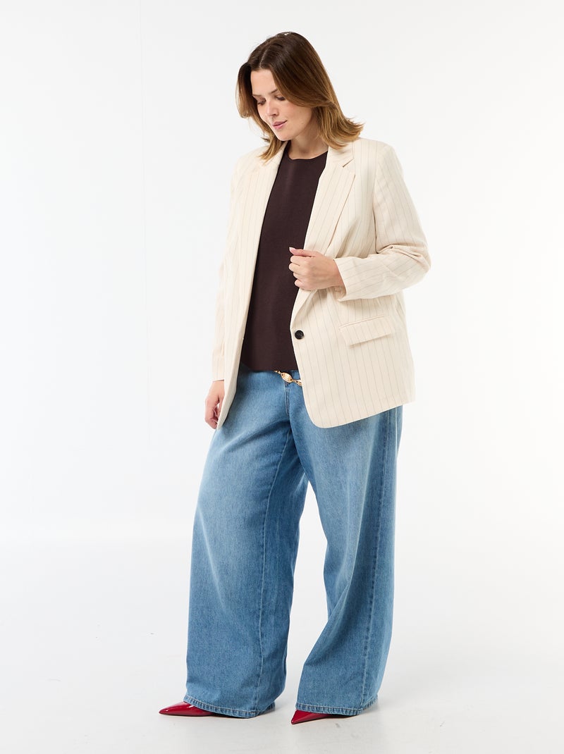 Chaqueta blazer ligera corte largo Beige - Kiabi