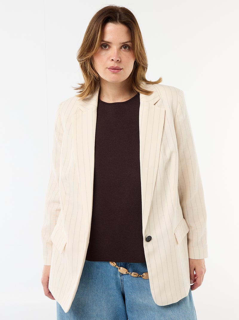 Chaqueta blazer ligera corte largo Beige - Kiabi