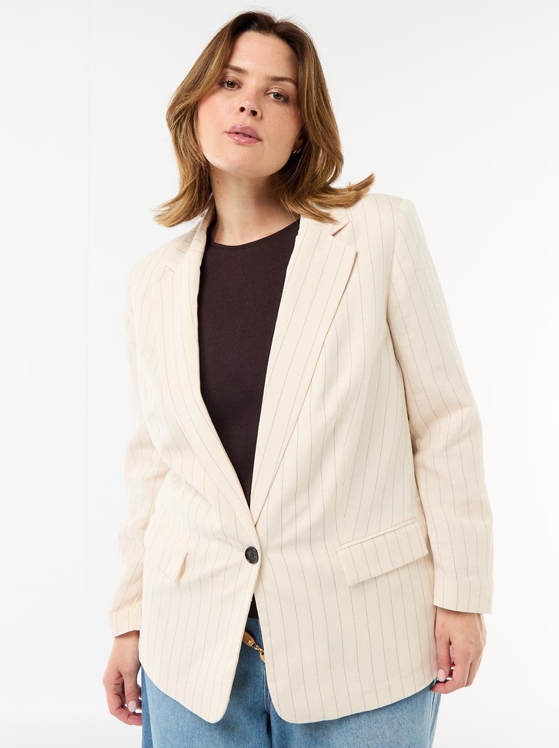 Chaqueta blazer ligera corte largo Beige - Kiabi