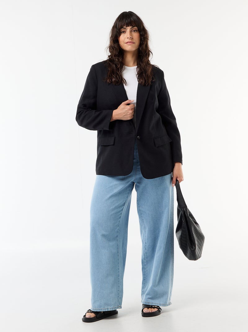 Chaqueta blazer ligera corte largo Negro - Kiabi