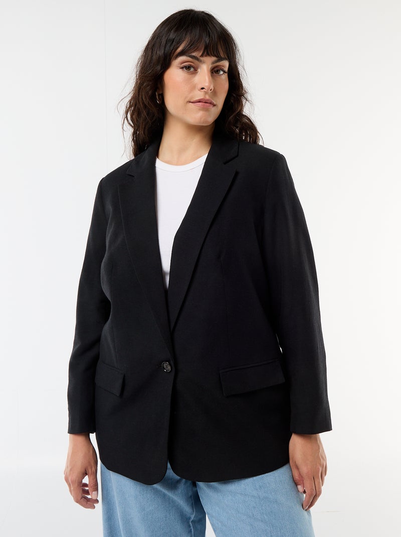 Chaqueta blazer ligera corte largo Negro - Kiabi