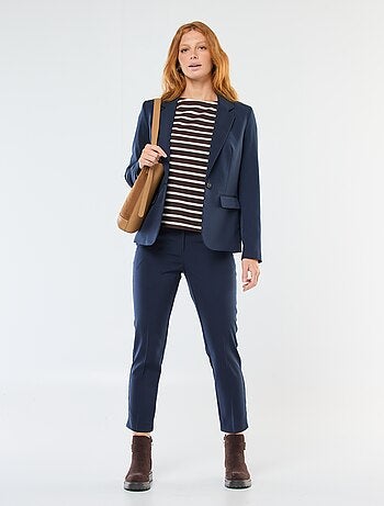 Chaqueta blazer lisa con cuello de muesca