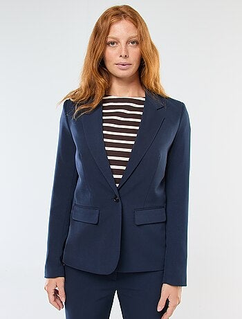 Chaqueta blazer lisa con cuello de muesca