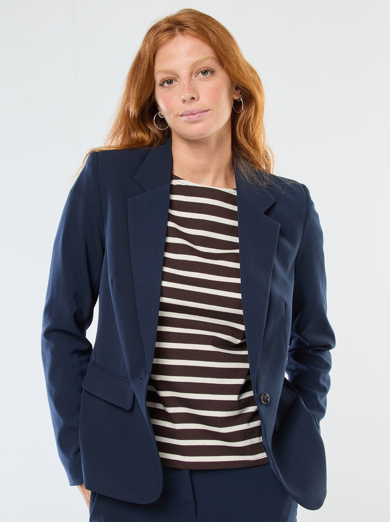 Chaqueta blazer lisa con cuello de muesca Azul - Kiabi