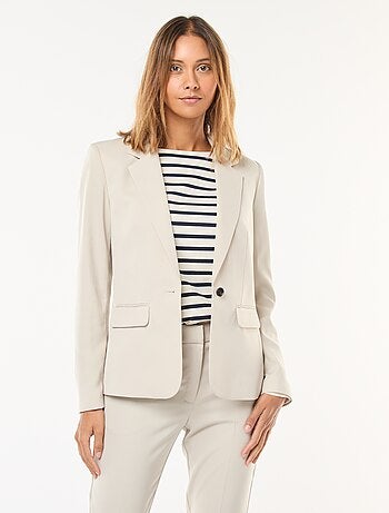 Chaqueta blazer lisa con cuello de muesca