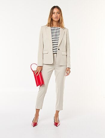 Chaqueta blazer lisa con cuello de muesca