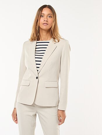 Chaqueta blazer lisa con cuello de muesca