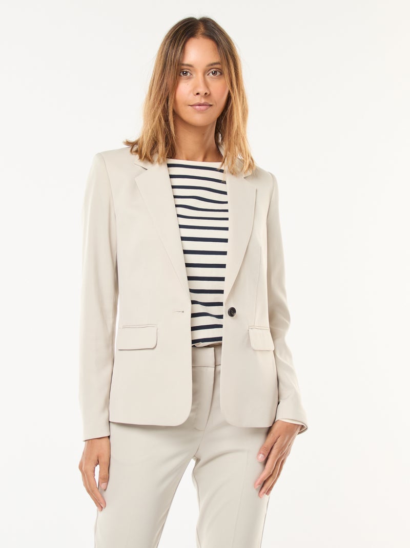 Chaqueta blazer lisa con cuello de muesca Gris - Kiabi
