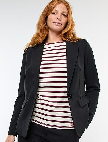 Chaqueta blazer lisa con cuello de muesca