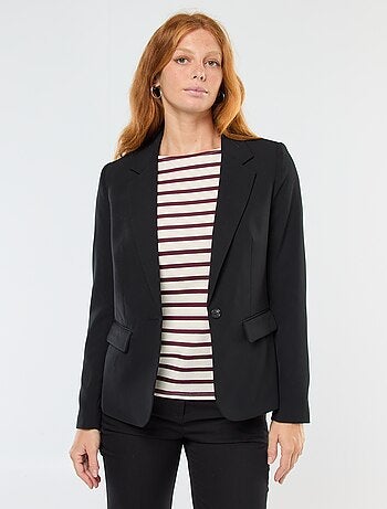 Chaqueta blazer lisa con cuello de muesca