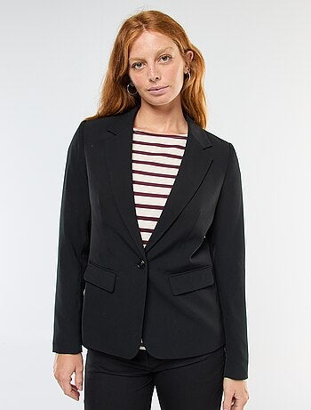 Chaqueta blazer lisa con cuello de muesca