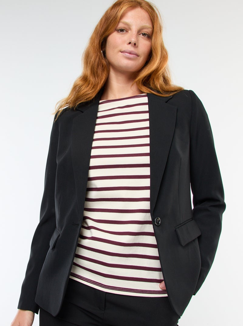 Chaqueta blazer lisa con cuello de muesca Negro - Kiabi