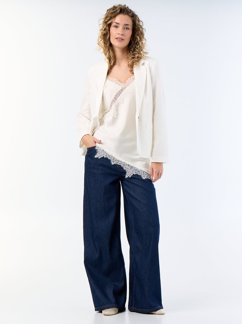 Chaqueta blazer midi Blanco - Kiabi