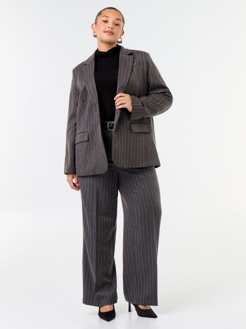 Chaqueta blazer midi con strass Gris - Kiabi