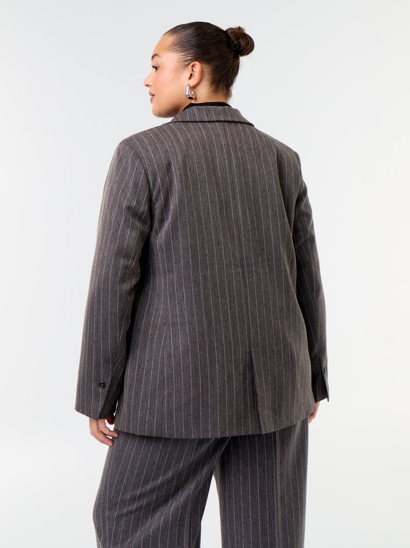 Chaqueta blazer midi con strass Gris - Kiabi